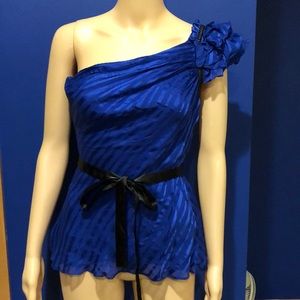 Bebe Royal Blue Asymmetrical Blouse